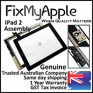 Glass Digitizer Assembly with Home Button, Camera Bracket and Adhesive - Black [High Quality] for iPad 2
